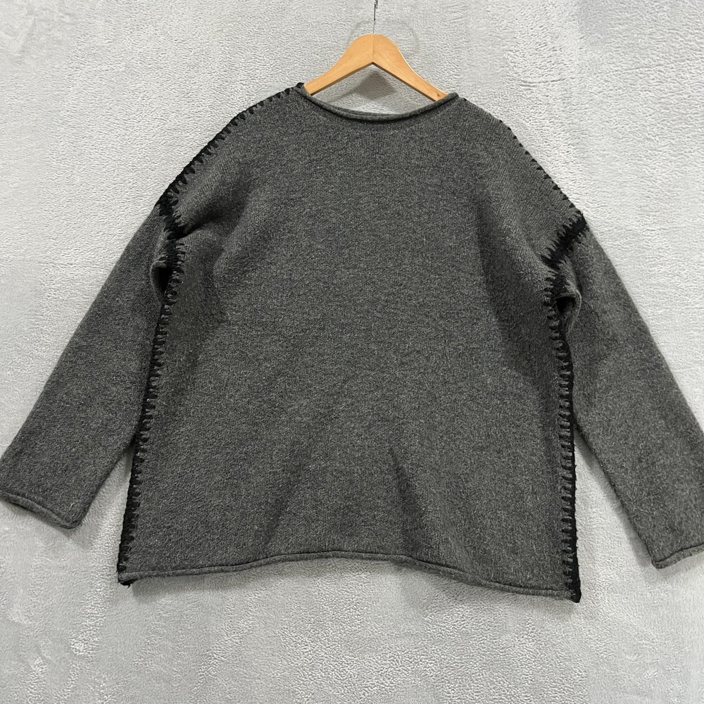 Zara Sweater Womens Large Pullover Gray Acrylic Fisherman Cottage Old Money Rare